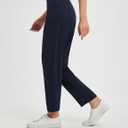 baleaf Womens Ankle Barrel Pants Stretch Travel Pants Petite Work Pants Casual Slacks with Pockets (Blue, L)