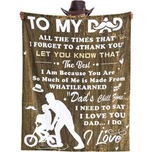 inhand Dad Blanket from Daughter Son,Dad Birthday,Anniversary,Happy Birthday Present Expresses :You are A Hero,Soft Flannel Throw Blanket for Bed Couch Sofa (50X60)