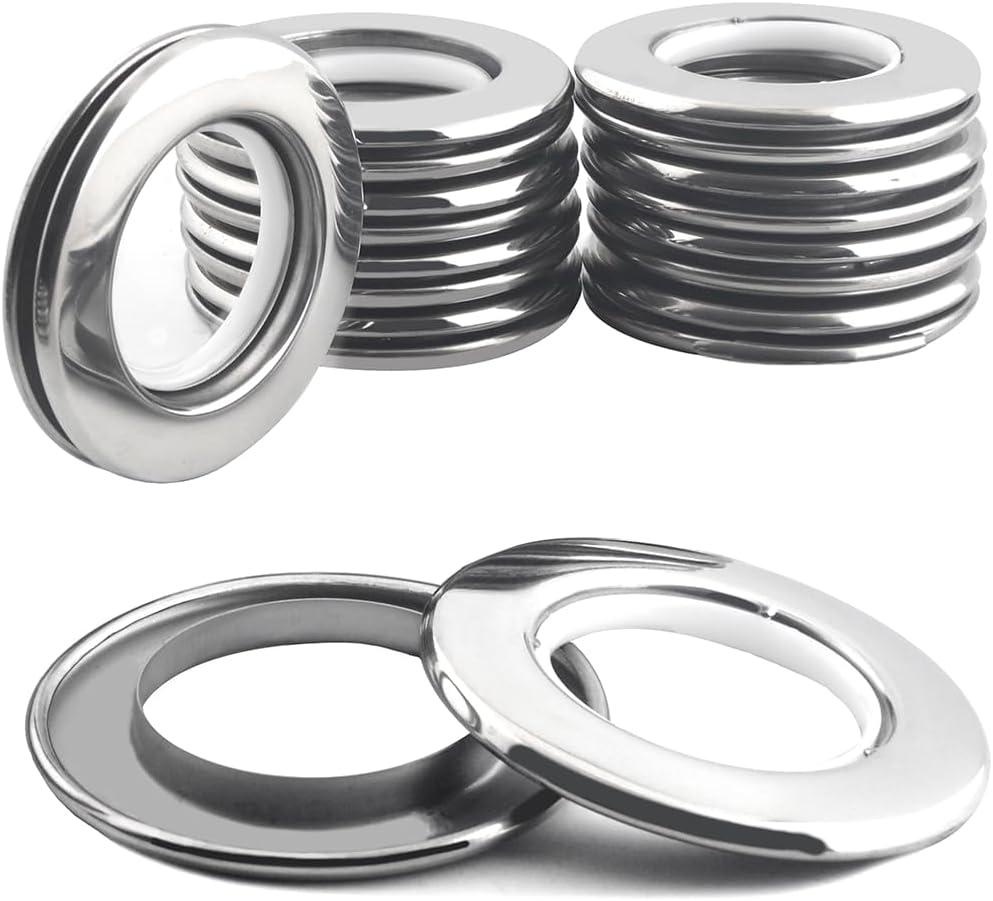 Ailejia Stainless Steel Curtain Grommets Eyelet Rings Round Full Metal Rings Inner Diameter 1-9/16"(4cm) DIY Curtain Rings Nanoscale Low Noise Grommet (10)