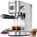 Oaomi Espresso Machine 20 Bar, Compact Expresso Coffee Machines with Milk Frother, Stainless Steel Espresso Maker with 39oz Removable Water Tank for Latte Cappuccino etc (Silver)