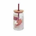 Multi-function Glass Cup with Lid Transparent Juice Tumbler with Straw for Cold Beverages for Home Cafes and Parties 15.2 oz