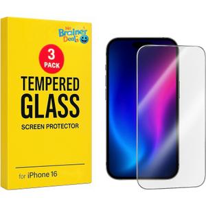 2 x Screen Protector for iPhone 16  6.1  3-Pack [9H Hardness] Tempered Glass  Scratch and Impact Resistant, Easy Install  High Sensitivity  Case-Friendly