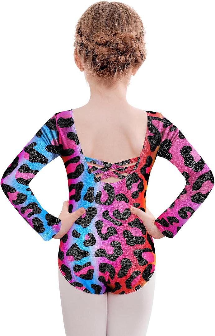 Zaclotre Leotards for Girls Long Sleeve Ballet Dance Gymnastics Outfits | for Kid 3-11Y, Classic Basic Leotard, Criss-cross Back