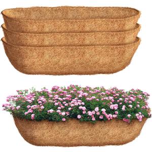 30 inch 3 Pack Trough Coco Liners, Natural Coconut Coir Fiber for Wall Basket Planters, Window Box Liners, Garden Planter Baskets, Fence Flower Baskets (3 Pack, 30 inch)