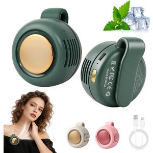 hepanio Portable Silent Mini Bladeless Fan Clip On,3 Speeds Clip-On Fans For Shirt,Small Clips Fanmini Whirlwind Fans For Waist Clips Suitable For Outdoor & Travel & Office (Green)