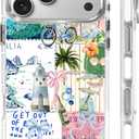 for iPhone 17 Pro Max Case, Clear with Beach Lighthouse Bicycle Collage Pattern Compatible with Magsafe Soft Protective Case for Women Girl (White)