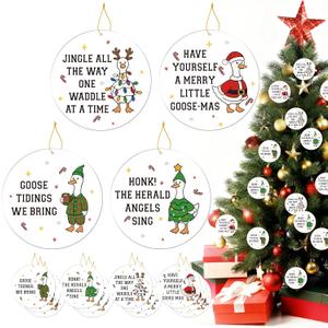 12 Pcs Goose Ornaments for Christmas Tree 3 Inch Acrylic Christmas Hanging Ornaments Sign Xmas Tree Home Office Porch Outdoor Holiday Decor(Single Sided)
