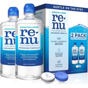 Renu Contact Lens Solution, Advanced Formula, Multi-Purpose Solution with Lens Case, Gently Cleans, Disinfects, Moisturizes & Hydrates Soft Lenses for All-Day Comfort, 12 Fl Oz (Pack of 1)