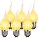 ROCEEI 6 Pack E26 Silicone Dipped Candle Light Bulbs, 0.5W LED G35 120V Country Style Warm Light Bulbs for Electric Candle Lamps, Window Candles, Chandelier & Night Lights