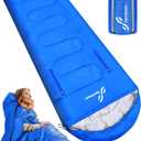 Sportneer 0 Degree Wearable Sleeping Bag for Adults & Kids  Walkable with Arm Zippers, Waterproof & Warm to 20F, Compact for Camping, Stadiums, Travel, Backpacking & Car Use (Blue)
