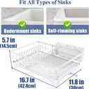 SNTD Dish Drying Rack for Kitchen Counter - Large Dish Rack with Drainboard, Rustproof Dish Drainer with Utensil Holder for Sink, White