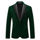 Mens Velvet Blazer Slim Fit Suit Jacket for Men Peaked Lapel One Button Tuxedo Blazer Wedding Prom Dinner Green, L