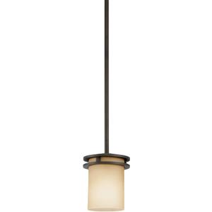 Kichler Hendrik 7.5" 1 Light Mini Pendant with Light Umber Etched Glass Olde Bronze
