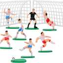 UPKOCH Soccer Cake Topper Decorations - 2 Goals, 6 Players, 1 Referee, Miniature Soccer Figures for Boys Birthday, Football Theme Party, Sport Party Supplies, Ornaments, Shower