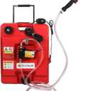 12.5 Gallon Portable Fuel Caddy Gas Storage Tank Container with 12V DC Automatic Gasoline Fuel Transfer Pump with Forward and Reverse Pumping, Portable Liquid Pump for Gasoline, Diesel, Kerosene & More