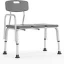Flash Furniture HERCULES Series 300 Lb. Capacity Adjustable Gray Bath & Shower Transfer Bench with Back and Side Arm (Grey)