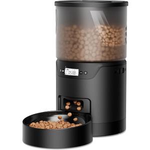 Automatic Cat Feeder: 3L Auto Food Dispenser with Timed Feeding| 6 Meal Programmable& 1-20 Portion Precise Control- Easy to Clean & Setup for Cat Indoor| Desiccant Bag Keep Food Fresh (Black)