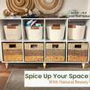 CHI AN HOME 11 Inch Cube Storage Bins, Wicker Storage Baskets for Cube Shelf, Natural Foldable Square Baskets for Storage, Large Woven Storage Bin with Handle, Baskets for Pantry, Living Room Set of 4