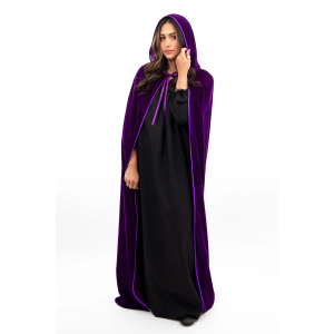 Purple Velvet Cape With Hood, Size M
