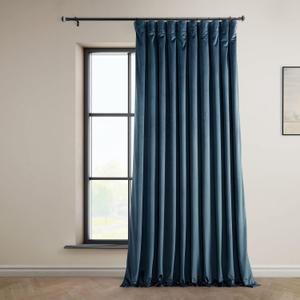 HPD Half Price Drapes Heritage Plush Velvet Curtains 120 Inches Long Room Darkening Curtains for Bedroom & Living Room 100W x 120L, (1 Panel), Avalon Blue