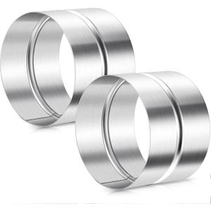 Hicarer 2 Pcs 4 Inch Galvanized Steel Duct Connector, Dryer Vent Connector, Round Coupler Extension for Ventilation, Metal Vent Coupler Metal Hose Coupling Pipe Duct Extension, Silver