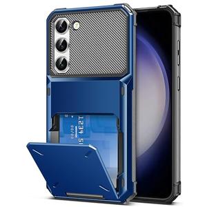 COOYA for Samsung S23+ Case Wallet 5 Credit Card Holder ID Slot Flip Cover Galaxy S23+ Wallet Case Back Pocket Dual Layer Protective Hard Shell Rubber Bumper for Samsung Galaxy S23 Plus 6.6 Blue