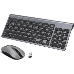 LeadsaiL Wireless Keyboard and Mouse Combo, Wireless USB Mouse and Computer Keyboard Set, Compact and Silent for Windows Laptop, Desktop, PC (Gray)