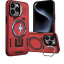 for iPhone 16 Pro Case Compatible with MagSafe, Built-in Camera Ring Stand, 23 FT Military-Grade Drop Protection Magnetic Cover for iPhone 16 Pro 6.3'', Red