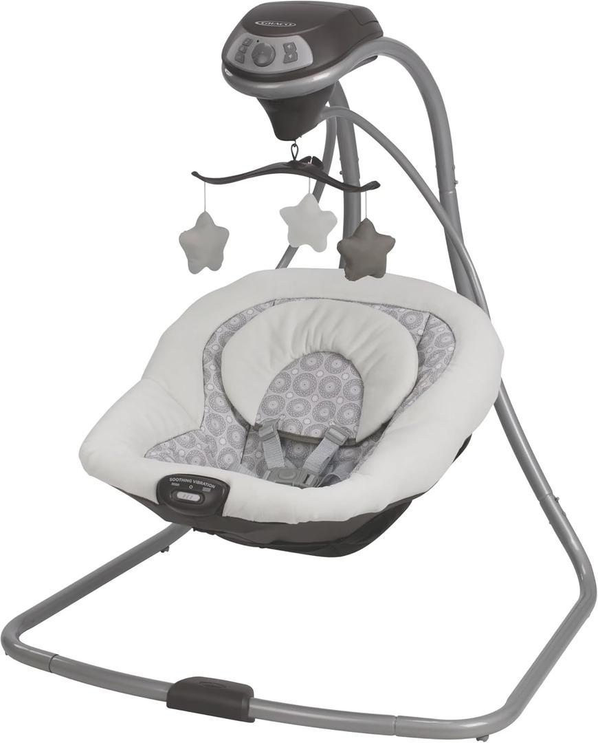 Graco Simple Sway Baby Swing, SidetoSide Sway, Infant Swing with 6 Speeds, Vibration, Abbington (Pink, L)