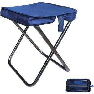 Camping Stool, Portable Folding Stool, Aluminum Ultralight Backpacking Stool Suitable for Outdoor Gardening and Beach Hiking Fishing (Blue, 13.5 High)