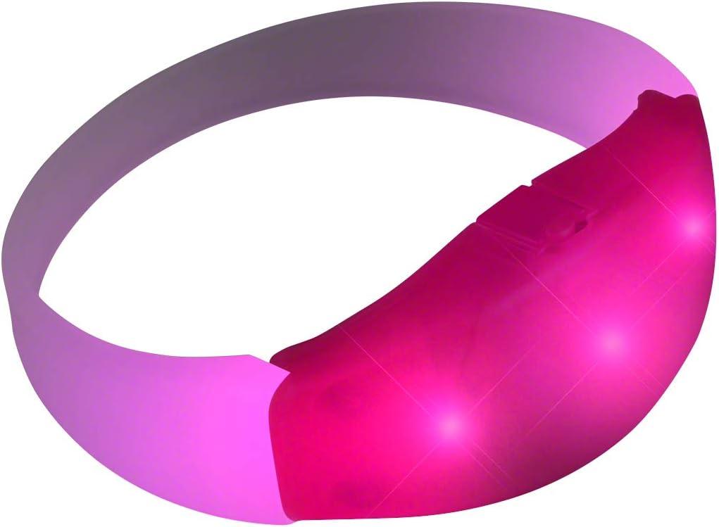 FlashingBlinkyLights Pink Sound Activated LED Light Up Bracelet (Set of 12)