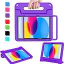AVAWO Kids Case for New iPad (A16) 11th Generation 11 Inch 2025, iPad 10th Generation 10.9" 2022 with Built-in Screen Protector Durable Shockproof Lightweight Handle Cover for i Pad 10/11 Gen, Purple