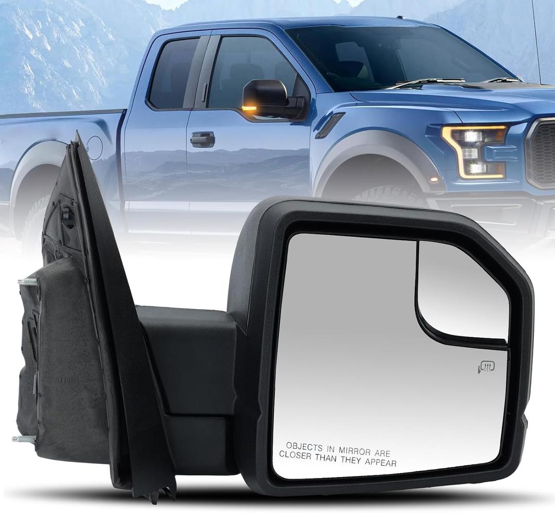 Side Mirror 8Pin For Ford F150 2015-2020 Heated Turn Signal Light With Blind Spot Glass Power Glass FL3Z17682CB (Right Passenger Side)