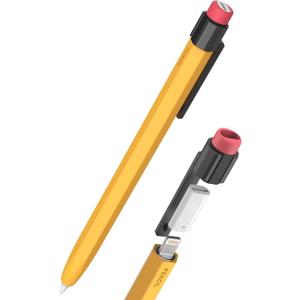 TRONWIN Pencil Case for Apple Pencil 1st Generation Sleeve Silicone Protective Cover Skin with Sturdy Clip Compatible with Charger AdapterNOT Included and Apple Pencil 1st Generation (Yellow)