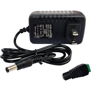 12 Volt 2A Power Adapter Supply, AC 100-240V to DC 12 V Power Supply Transformer Charger Wall Plug for DC12V Light Security CCTV Camera, Black, 8x5x3.3 cm