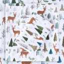 Viviland Christmas Holiday Twin Sheet Set - 4 Piece Forest and Deer Patterned Bed Sheets Set - Soft, Breathable Microfiber Sheets with Deep Pocket, Non-Slip Fitted Sheets & Pillowcases