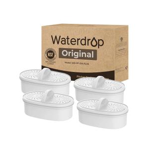 [Original] Waterdrop PF-01A Water Filter Replacement for Waterdrop Pitcher and Dispenser Filtration System, NSF Certified, Reduces Lead, PFAS, PFOA/PFOS, Last Up to 200 Gallons, 4 Pack