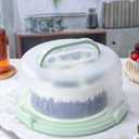 10in Plastic Cake Carrier with Handle, Round Cake Holder with Lid Pink Cake Container for 6in/8in/10in Cake(green)