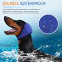 Dog Ear Muffs & Swim Cap and No Shake Ear Wrap for Bathing, Hematoma, Drying & Noise Anxiety Relief - Elastic Waterproof Ear Protection with Calming Hoodie for Grooming (Small, Blue)