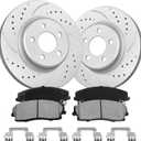 Front Brake Pads And Rotors Kit Compatible With 2006-2023 Dodge Charger, 2009-2022 Challenger, 53022 D1056-7962 Automotive Replacement Brake Kits Geomet Drilled And Slotted Rotors 320mm(12.6in)