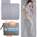 Sleeping Bag Liner - Adult Sleep Sack & Travel Sheets for Hotel - Travel Sleep Sack, Camping Sleeping Bag Liners for Cold Weather (85 X 37", Gray - No Zipper)