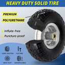 GICOOL 4.10/3.50-4" Flat Free Tire and Wheel, 10" Heavy Duty Solid Tire, 5/8" Axle Bore Hole, 2.2" Offset Hub, for Hand Truck Garden Cart Wagon Trolley Dolly, 2 Pack
