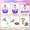 Plunack Flower Bouquets Toys for Kids Age 4-8, Flower Press Kit DIY Flowers Making Craft Kit for 4 5 6 7 Year Old Girls Floral Arts & Crafts Toys Educational Handmade Activity Set, Gift for Girls 3+ (Purple)