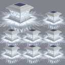 APONUO Solar Post Cap Lights 8 Pack with 1000mAh Battery - for 4x4 5x5 6x6 Fences, Larger Size & Longer Lasting, 2-Mode, IP64 Waterproof, for Deck Patio Yard (White)