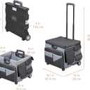 Mobile Folding Utility Cart with Canvas Storage Organizer Bag, Rolling Cart, Black/Grey