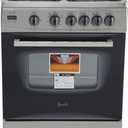 Avanti Gas Range Oven, Compact Freestanding Design, 4 Sealed Burners with Electronic Ignition, 2.6 Cu.Ft. Capacity Features Glass Door Storage Drawer Broiler and Accessories, 24-Inch, Stainless Steel