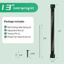 13 Inch Self Closing Gate Spring, Adjustable Tension Gate Closer for Wooden & Vinyl Fence, Steel, Black (2 Pack)