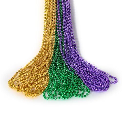 HOOSUN 30 Pack Mardi Gras Beads Necklaces Bulk, Mardi Gras Decorations Accessories Party Favors, Gold Green and Purple Carnival Decor St Patricks Day Necklace Party Supplies for Party, School Event, Home