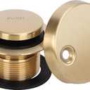 PRIMSOPH Tip-Toe Tub Drain Trim Kit with Two Hole Overflow Faceplate Conversion Kit Assembly Universal Fine Coarse Thread Replacement Brushed Gold