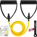 RitFit Single Resistance Exercise Band with Comfortable Handles - Ideal for Physical Therapy, Strength Training, Muscle Toning - Foam Padding Door Anchor and Starter Guide Included (1-5lbs)